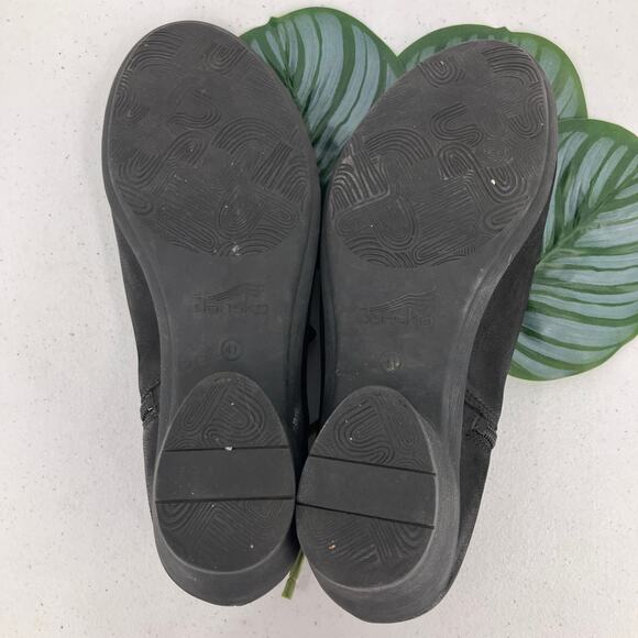 Dansko Raina Black Burnished Nubuck Leather Side Zip Block Heel Ankle Boot Shoes - Picture 5 of 11